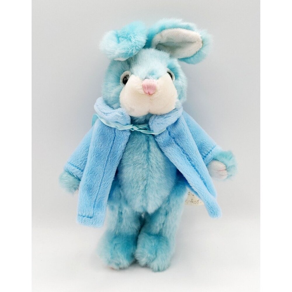 Chrisha Playful Plush Rabbit Bunny Easter Blue Stuffed Animal Vintage 9"